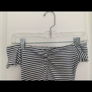 Hollister Striped Lettuce Edge Off the Shoulder